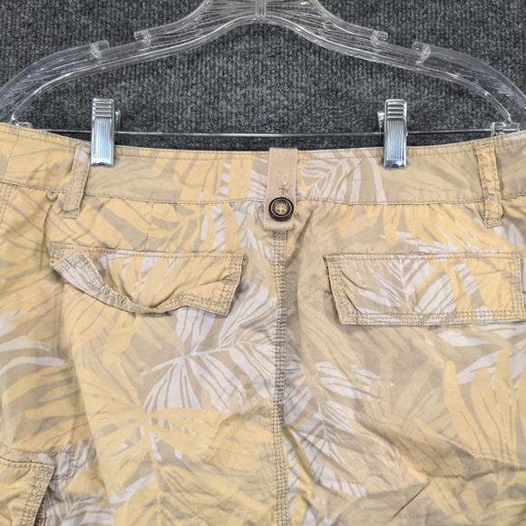 Merona Womens Cargo Skirt Yellow Tan Size 10 Cotton Pockets Palm Pattern - Picture 10 of 12